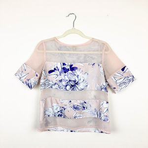 🛒 5/$25 Papaya Weekend Floral Print Pink Sheer Top